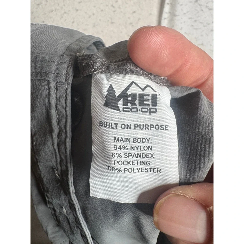 REI Co-op Mens Grey Convertible Zip Off Cargo Hiking Pants Lightweight Stretch